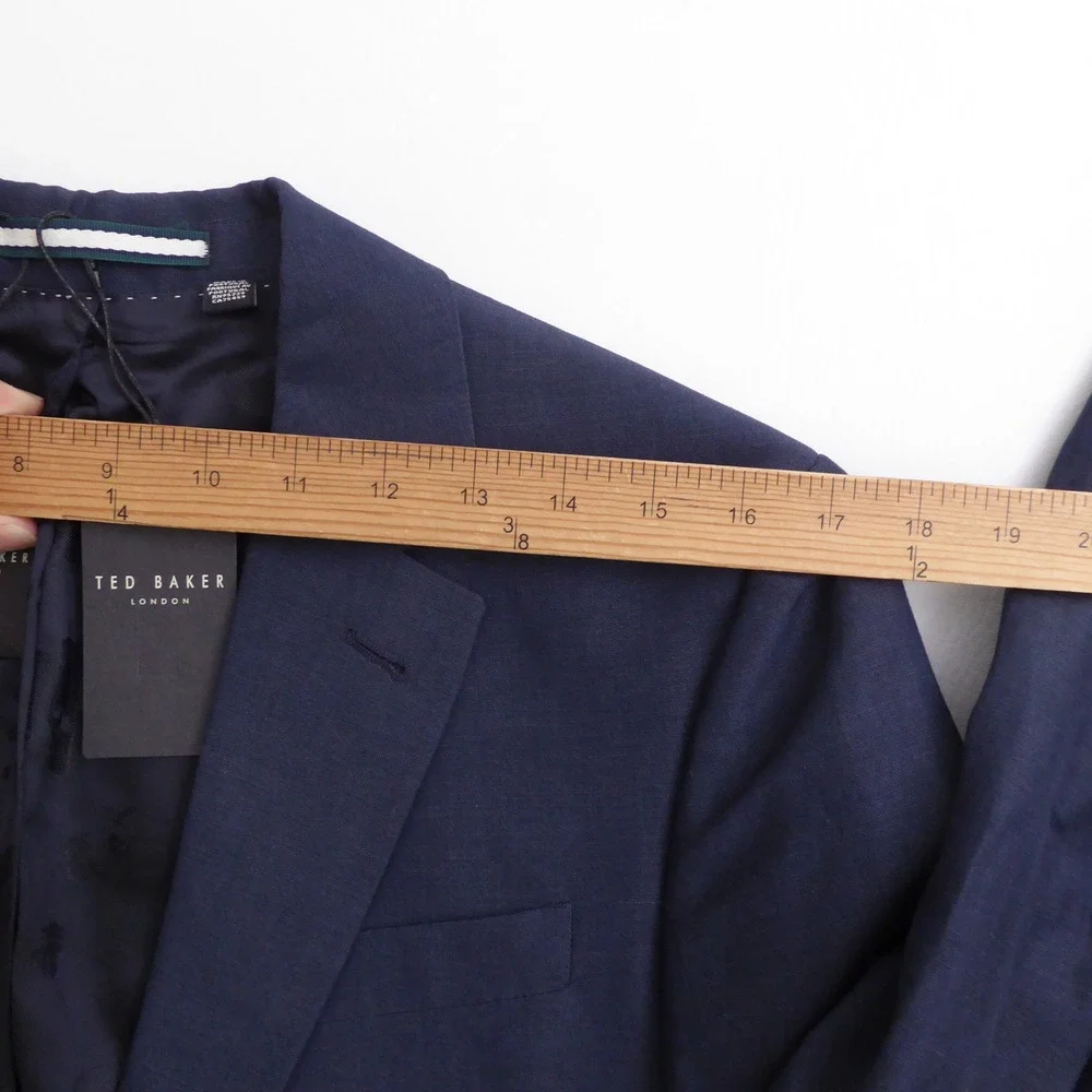 NEW Ted Baker Mens Lancej Slim Fit Organic Fibre Jacket Navy Blue Size 2 / 36R